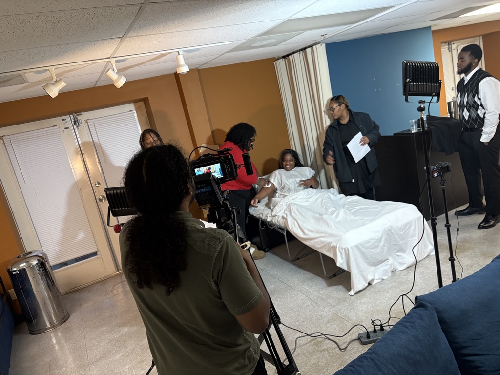 Hospital scene being filmed